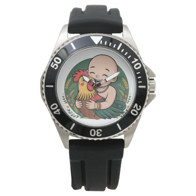 eWatch Armbanduhr | Chloe Baby hugs the Rooster (Vorderseite)