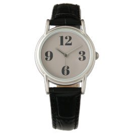 eWatch - Beige Hintergrund Große Zahlen Armbanduhr
