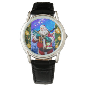 eWatch Red Christmas Weihnachtsmann im Winter Armbanduhr