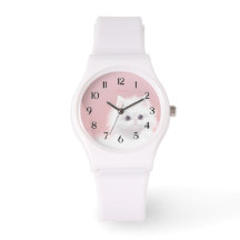 eWatch - Sweet White Fluffy Kitty on Pink