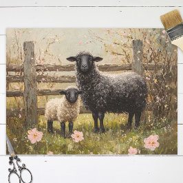 Ewe and Lamb Spring Sheep Art Decoupage Seidenpapier