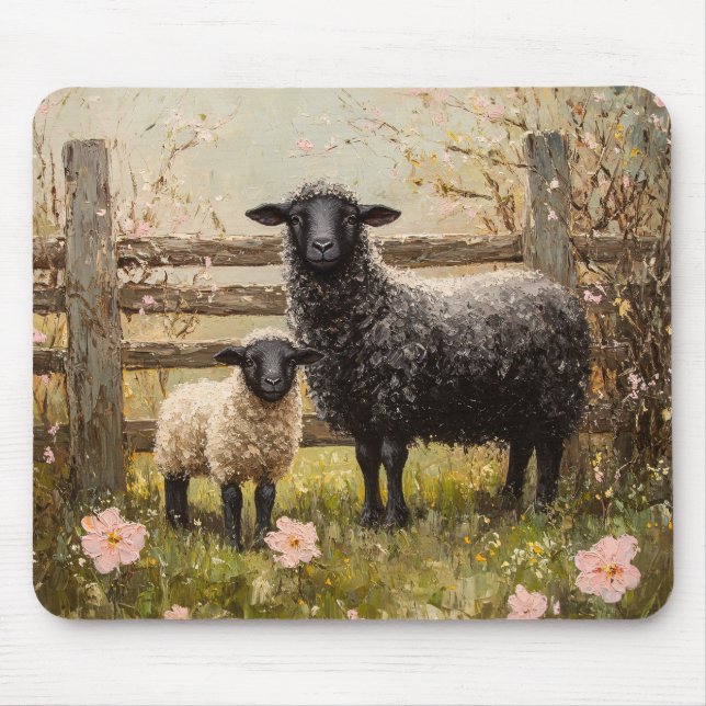 Ewe and Lamb Spring Sheep Art Mousepad (Vorne)