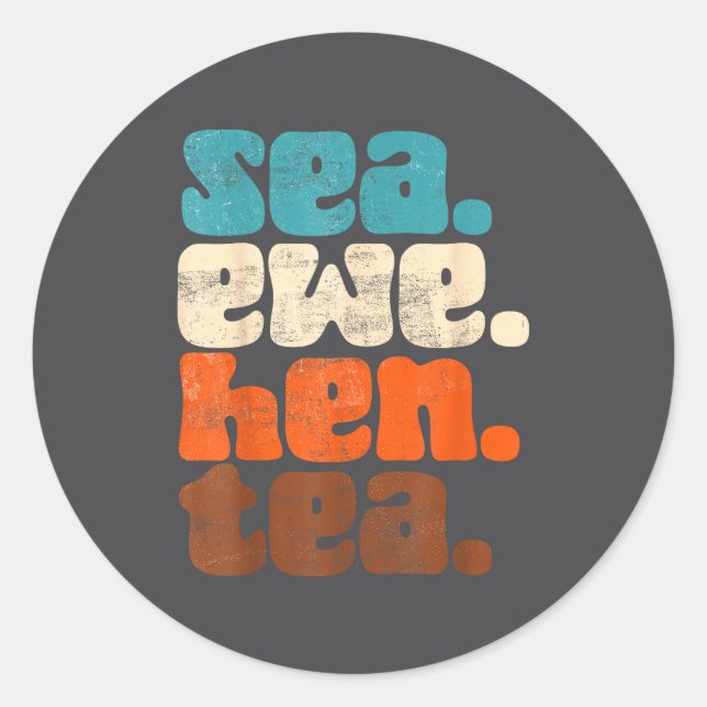 Ewe Sea Icons Groovy No Meaning Hen Tea Fun Runder Aufkleber (Vorderseite)