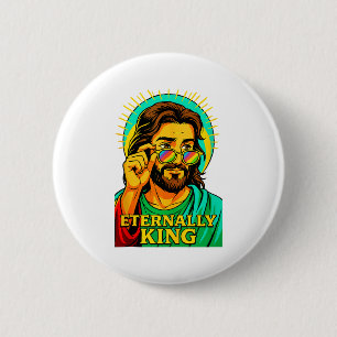 Ewig King Cool Jesus Christliches Anime Manga Po Button