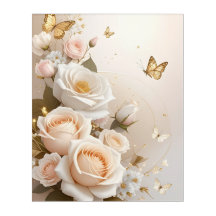 Ewige Blüte: Elegante Pfirsichrose und goldene But