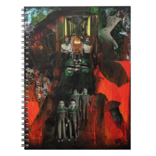 Ewige Flamme Feuer Zwillinge Surrealistische Colla Notizblock