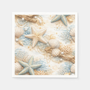 Ewige Gezeiten Küsten-Aquarell-Strandhochzeit Serviette