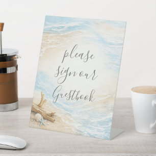 Ewige Gezeiten Küsten-Aquarell-Strandhochzeit Sockelschild