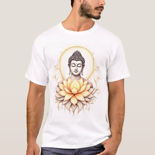"Ewige Gnade: Buddha mit Sacred Lotus" T-Shirt (Vorderseite)
