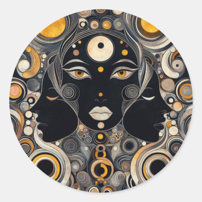 "Ewige Göttin" Runder Aufkleber (Vorderseite)