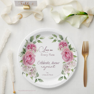 Ewige Liebe blüht Hochzeitspapierplatte Pappteller