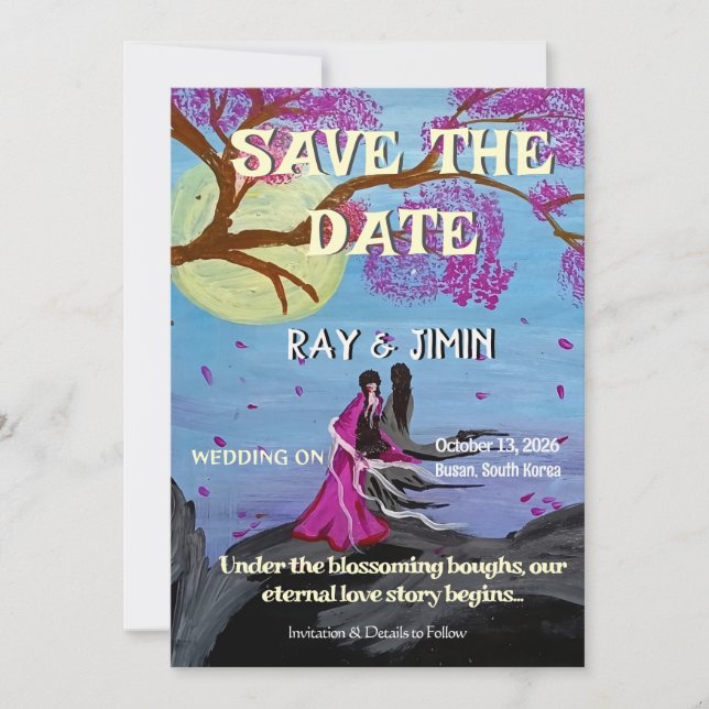 Ewige Liebe Cherry Blossom Save the Date (Vorderseite)