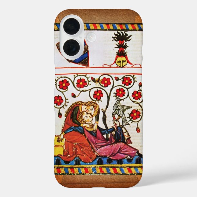 EWIGE LIEBE MONOGRAMM Pergament iPhone 16 Hülle (Rückseite)