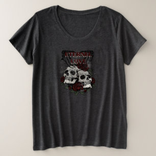 Ewige Liebe - Schädel und Rose Gotischer T - Shirt