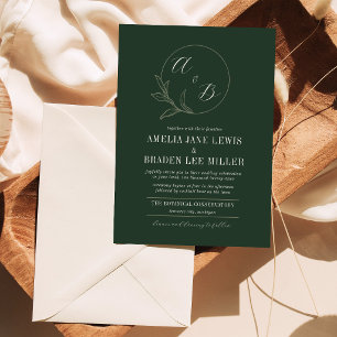 Ewige Liebe Tiefer grüner Kranz Hochzeit Einladung