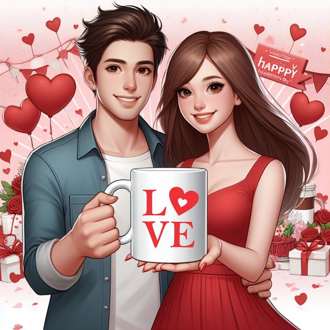 Ewige Liebe Typografie Kaffeetasse (Love is in the air)