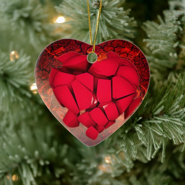 "Ewige Liebe: Verziertes Herzdesign." Keramik Ornament (Baum)