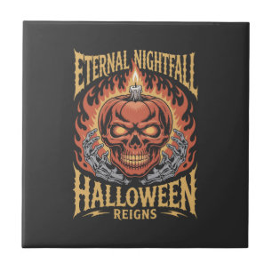 Ewige Nacht Halloween-Totenkopf-Kürbis Fliese
