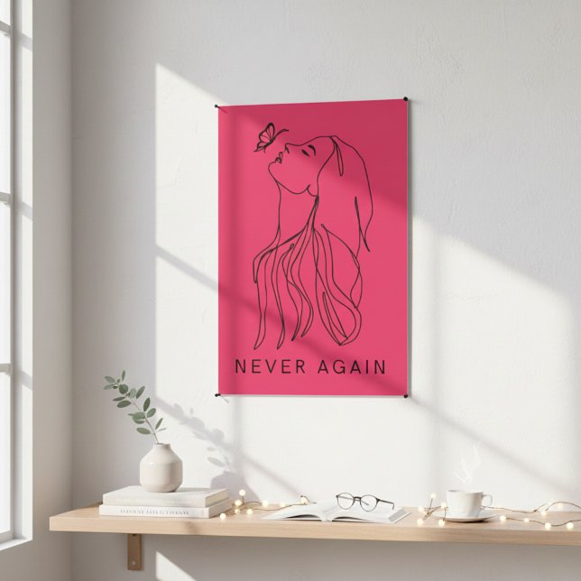 Ewige Reflexion: Schmetterling und Kunst der weibl Poster (Eternal Reflection: Butterfly and Woman Line Art Poster)