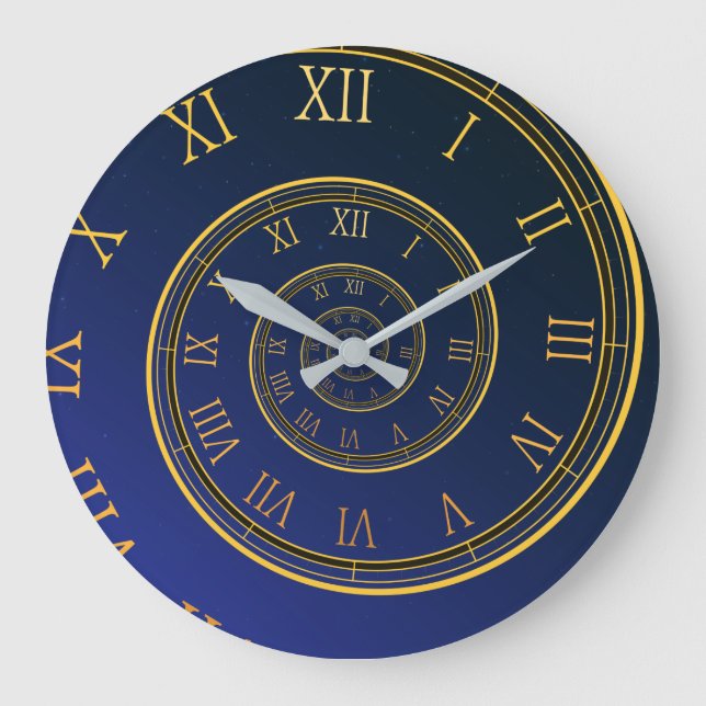 Ewige Uhren, blaue Spirale römische Großuhr Große Wanduhr (Vorderseite)