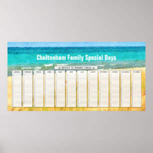 Ewiger Geburtstagskalender am Sommerstrand Poster
