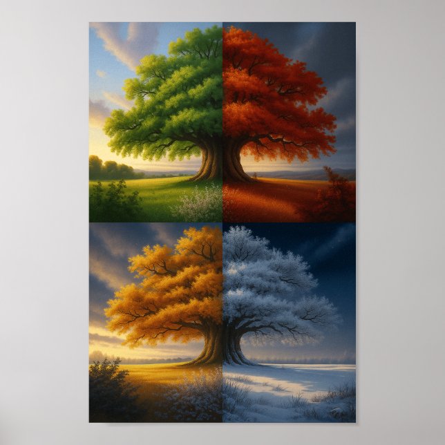 „Ewiger Jahreszeiten-Baum-Kunstposter“  Poster (Vorne)
