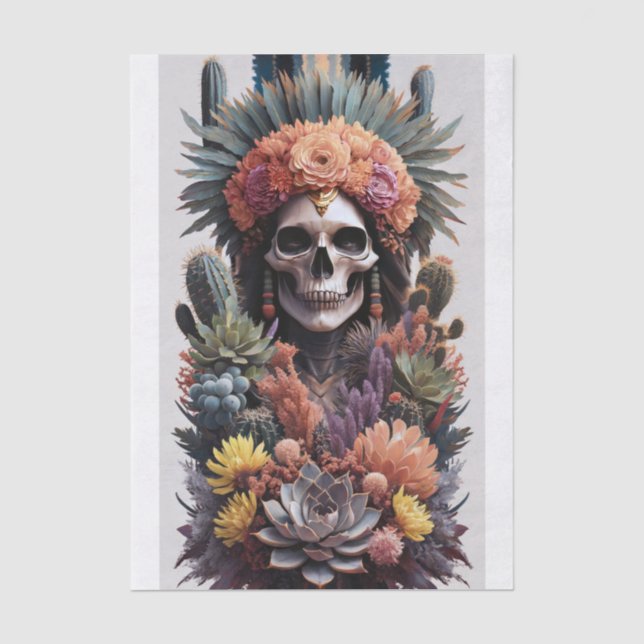 Ewiger Krieger, Indianerskulptur Seidenpapier (Vorderseite)
