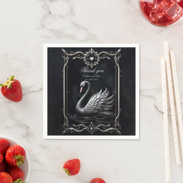 Ewiger Schwan der Liebe, für immer beginnt hier Serviette (Beispiel)
