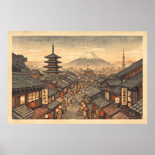 Ewiger Sonnenuntergang im alten Kyoto Poster (Vorne)
