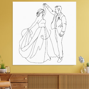 Ewiger Tanz - Minimalistische Hochzeitslinie Art Leinwanddruck