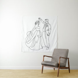 Ewiger Tanz - Minimalistische Hochzeitslinie Art Wandteppich