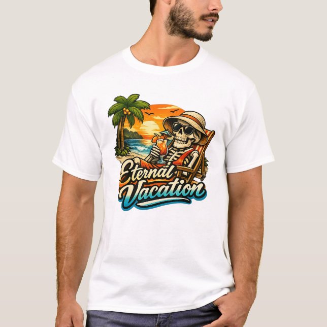 Ewiger Urlaub – Tropical Skeleton Basic T-Shirt (Vorderseite)