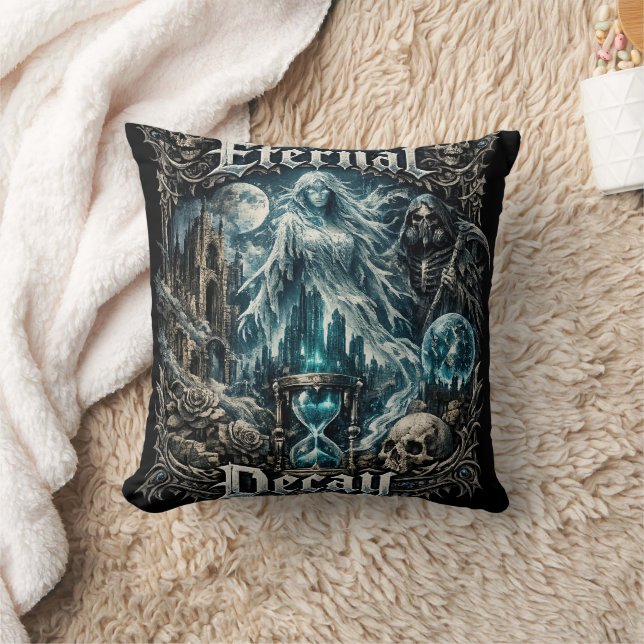 Ewiger Verfall Gothic Geist Stundenglas Dunkle Fan Kissen (Decke)