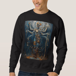 Ewiger Wächter der Zeit Surrealer Uhrwerk-Gottheit Sweatshirt