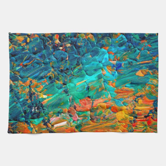 EWIGES GEZEITEN 2 Orangen-Türkis-blaues Schwarzes Küchentuch (Horizontal)