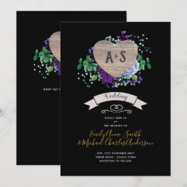 Ewiges Herz Hochzeit Einladung Schwarze Lila Blüte