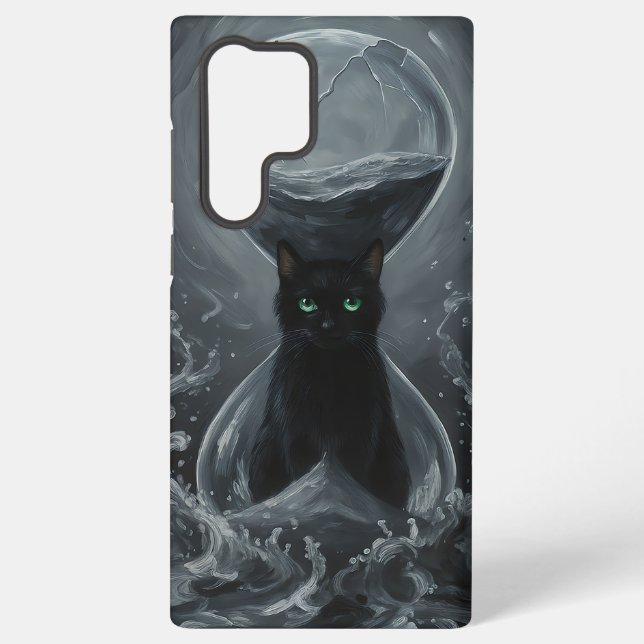 Ewiges Stundenglas: Die schwarze Katze der Zeit Samsung Galaxy Hülle (Rückseite)