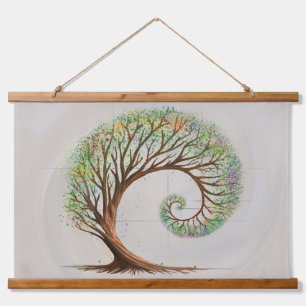 Ewiges Wachstum - Spiralbaum mit goldenem Verhältn Wandteppich Mit Holzrahmen