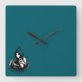Ewigkeit im Aquamarinen: The Enigmatic Time Collag Quadratische Wanduhr