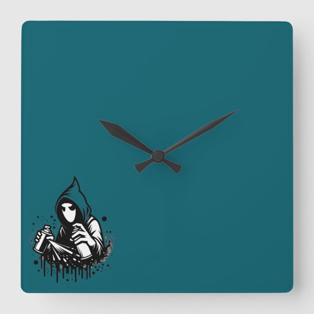 Ewigkeit im Aquamarinen: The Enigmatic Time Collag Quadratische Wanduhr (Vorderseite)
