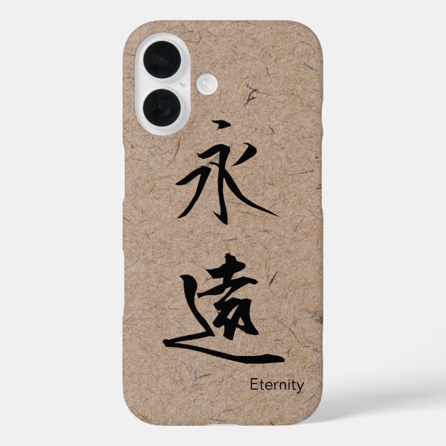 Ewigkeit in Kanji über japanisches Waschpapier iPhone 16 Hülle (Rückseite)