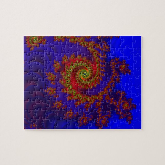Ewigkeit | Kunst des blauen und roten Fraktals (Horizontal)