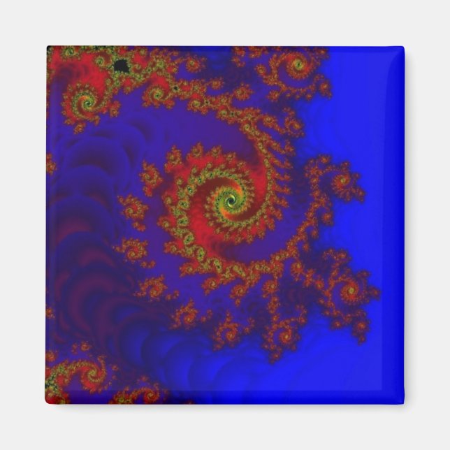 Ewigkeit | Kunst des blauen und roten Fraktals Magnet (Vorne)