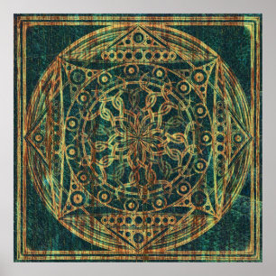 Ewigkeits-Mandala verwittertes Holz Poster