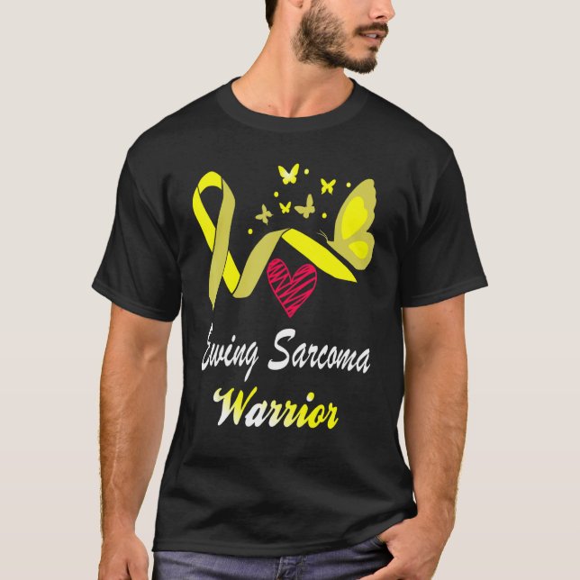 Ewing Sarcoma Warrior Butterfly Yellow Ribbon Hint T-Shirt (Vorderseite)