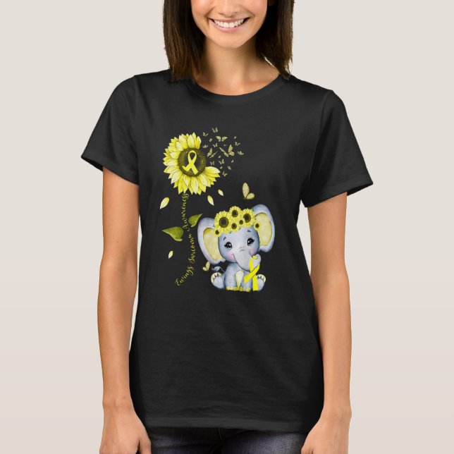 Ewings Sarcoma Awareness Yellow Hippie Sunflower E T-Shirt (Vorderseite)