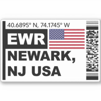 EWR Newark Bordkarte - Reisen nach New Jersey Aufkleber