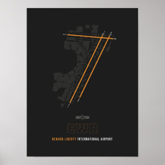 EWR - Newark Liberty Airport Runway Diagramm Art Poster