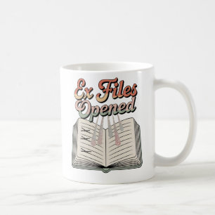 Ex-Akten geöffnet Humorvolle emotionale Quittung Kaffeetasse