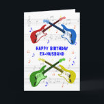 Ex Husband Guitars Birthday Card Karte<br><div class="desc">Eine schöne Geburtstagskarte für einen Ex-Ehemann. Elektrische Gitarre farbenfrohe Kunst mit einer Musikskala im Hintergrund. Du kannst nicht zu viele Gitarren haben. Eine sehr coole Gitarren-Geburtstagskarte feiert die Energie und den Spaß dieses Musikinstruments. Eine perfekte Geburtstagskarte für Gitarristen und Musikliebhaber.</div>